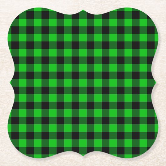 Zwart en groen geruit papier onderzetters (Voorkant)
