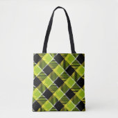 Zwart en groen geruite tote bag (Voorkant)