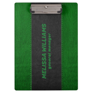 Zwart en groen gestikt faux leer klembord