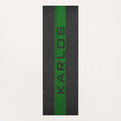 Zwart en groen gestikte leren strepen yogamat (Voorkant)