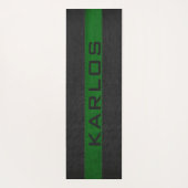 Zwart en groen gestikte leren strepen yogamat (Achterkant)