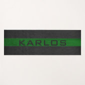 Zwart en groen gestikte leren strepen yogamat (Voorkant (horizontaal))