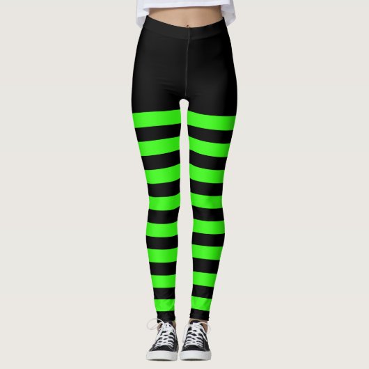 Zwart en groen gestreept leggings (Voorkant)