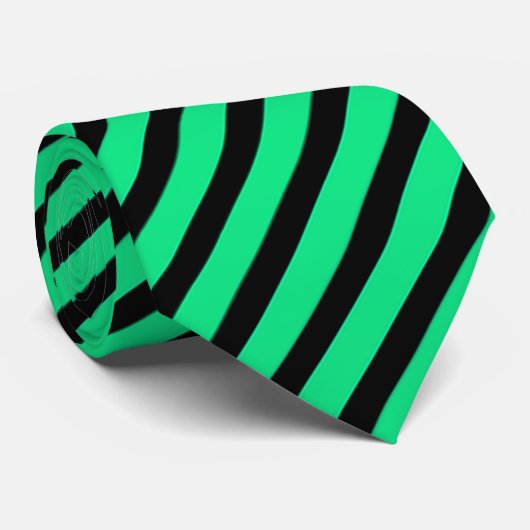 Zwart en groen gestreepte Abstract patroonpatroon Stropdas (Opgerold)