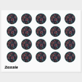 Zwart en groen henna patroon ronde sticker (Vel)