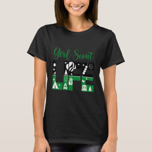 Zwart En Groen Leven Scout Voor Meisjes Koekje Kam T-shirt