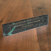 Zwart en Groen Marmer Designer Naamplaat Naambordje (Zijkant)