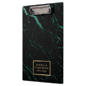 Zwart en Groen Marmeren Ontwerper Gepersonaliseerd Klembord (Links)
