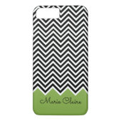 Zwart en GROEN Modern Chevron Custom Monogram Case-Mate iPhone Case (Achterkant)
