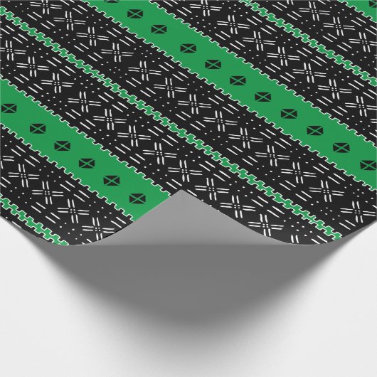 Zwart en groen modern modderdoek patroon cadeaupapier (Hoek)