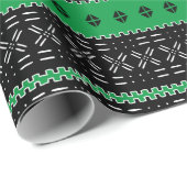 Zwart en groen modern modderdoek patroon cadeaupapier (Rol Hoek)
