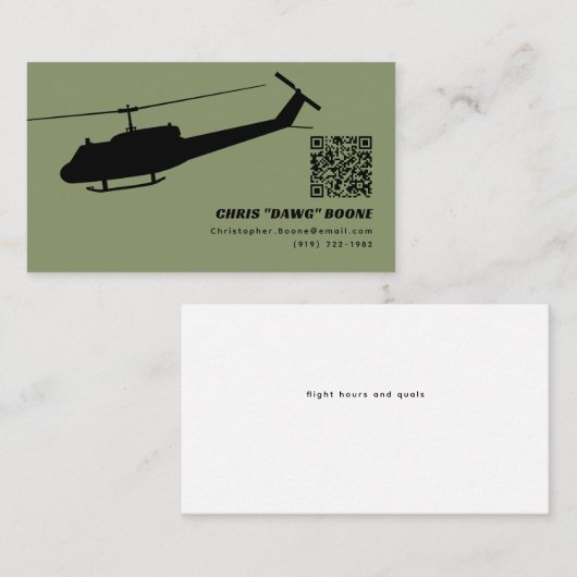 Zwart en Groen Moderne Huey Helikopter Visitekaartje (Voorkant / Achterkant)