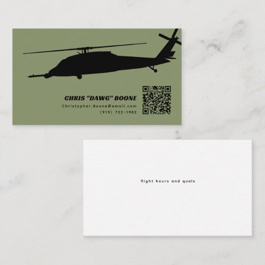 Zwart en Groen Moderne Pavehawk Helikopter Visitekaartje (Voorkant / Achterkant)