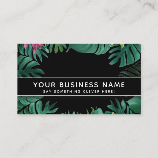 Zwart en groen Oerwoud Modern Elegant Professional Afsprakenkaartje (Voorkant)