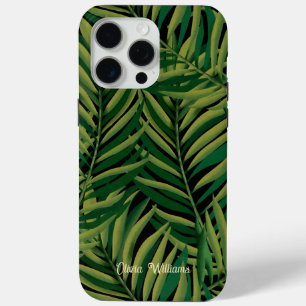 Zwart en Groen Palmbladeren Esthetisch iPhone 15 Pro Max Hoesje