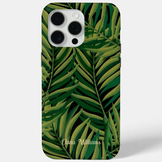 Zwart en Groen Palmbladeren Esthetisch Case-Mate iPhone Case (Achterkant)