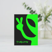 Zwart en Groen Peekaboo Alien Bedankt Briefkaart (Staand voorkant)