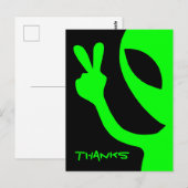 Zwart en Groen Peekaboo Alien Bedankt Briefkaart (Voorkant / Achterkant)