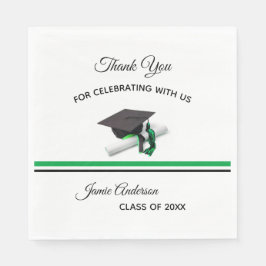 Zwart en groen Pet & Tassel | Afstudeerpartij Servet