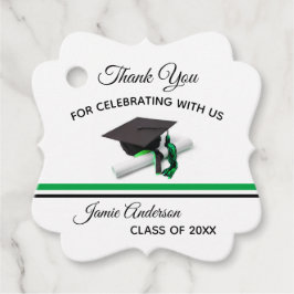Zwart en groen Pet & Tassel | AFSTUDEREN Bedankjes Labels