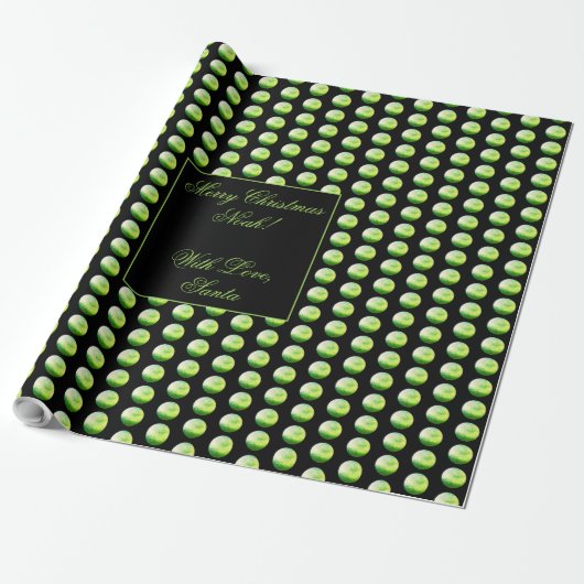 Zwart en groen poka Dots Pattern Elegant Chic Cadeaupapier (Uitgerold)