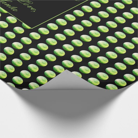 Zwart en groen poka Dots Pattern Elegant Chic Cadeaupapier (Hoek)