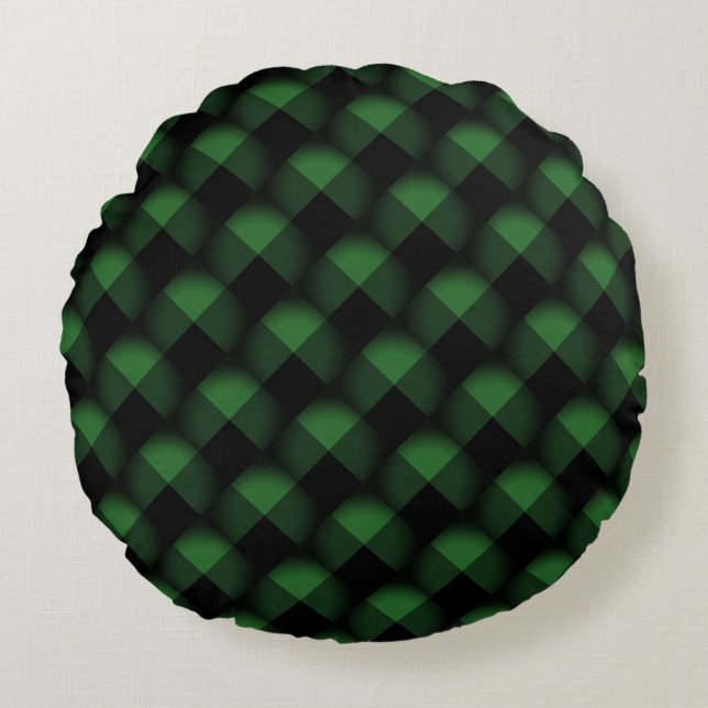 Zwart en groen rond kussen (Voorkant)