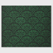 Zwart en groen rustiek damast drukwerk cadeaupapier (Vlak)