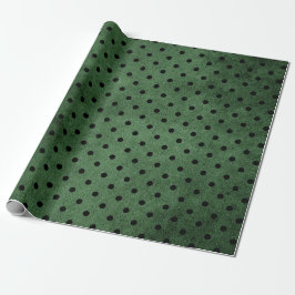 Zwart en Groen Rustieke Polka Dot Print Cadeaupapier