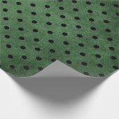 Zwart en Groen Rustieke Polka Dot Print Cadeaupapier (Hoek)