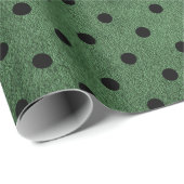 Zwart en Groen Rustieke Polka Dot Print Cadeaupapier (Rol Hoek)