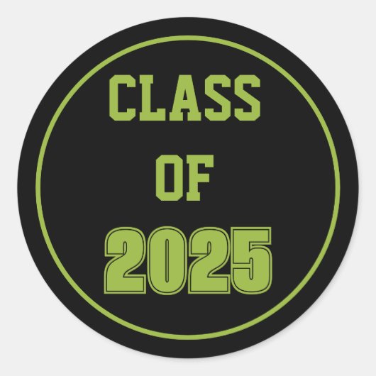 Zwart en groen schooljaar ronde sticker (Voorkant)