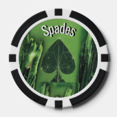 Zwart en Groen Spade Poker Chip (Voorkant)