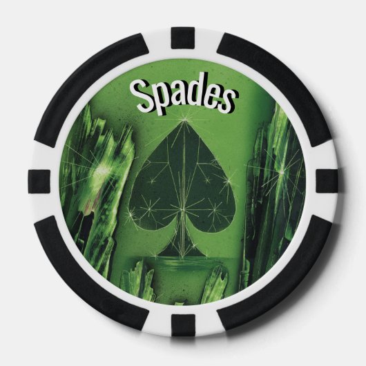 Zwart en Groen Spade Poker Chip (Voorkant)