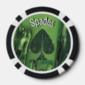 Zwart en Groen Spade Poker Chip (Achterkant)