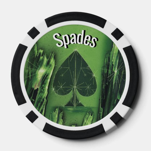 Zwart en Groen Spade Poker Chip (Achterkant)