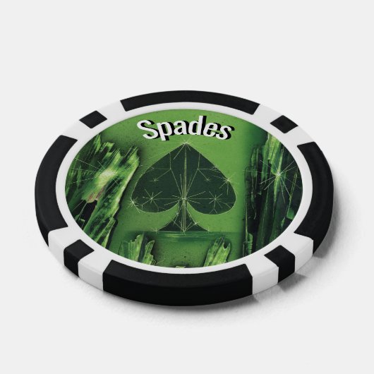 Zwart en Groen Spade Poker Chip (Enkel)