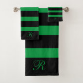 Zwart en groen strippatroon bad handdoek (Insitu)