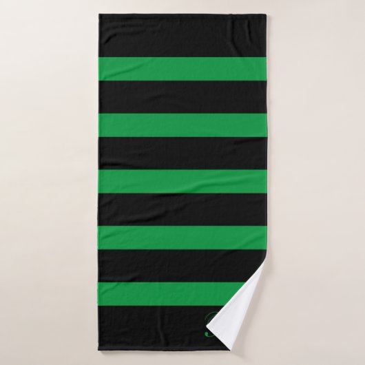 Zwart en groen strippatroon bad handdoek (Badhanddoek)