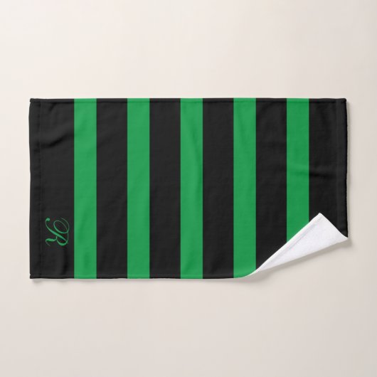 Zwart en groen strippatroon bad handdoek (Handdoek)