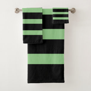 Zwart en groen strippatroon bad handdoek