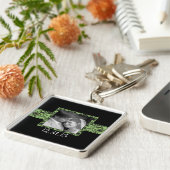 Zwart en groen Swirly Floral Wedding Sleutelhanger (Zijkant)