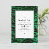 Zwart en Groen Tijger Stripes Bachelorette Party Kaart (Staand voorkant)