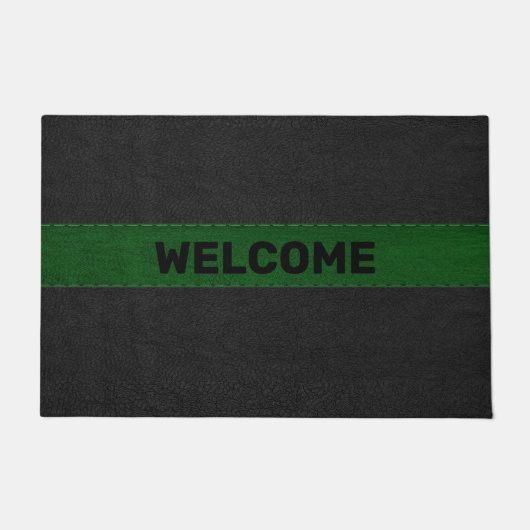 Zwart en Groen Verouderd Lederen Afbeelding Deurmat (Voorkant)