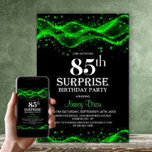 Zwart en Groen Verrassing 85ste Verjaardagsfeest Kaart