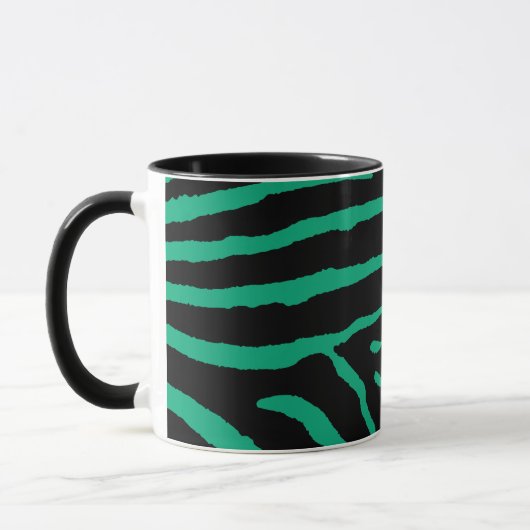 Zwart en groen zebrastreep mok (Links)