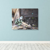Zwart en groene boomkikker canvas afdruk (Insitu (Houten vloer))
