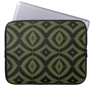 Zwart en Groene Diamanten Afrikaanse Print Laptop Sleeve
