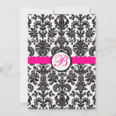 Zwart en Heet Roze Damast Bruiloft Uitnodiging (Achterkant)