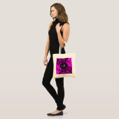 Zwart En Heet Roze Elegant Bloemen Swirls-Monogram Tote Bag (Voorkant (model))